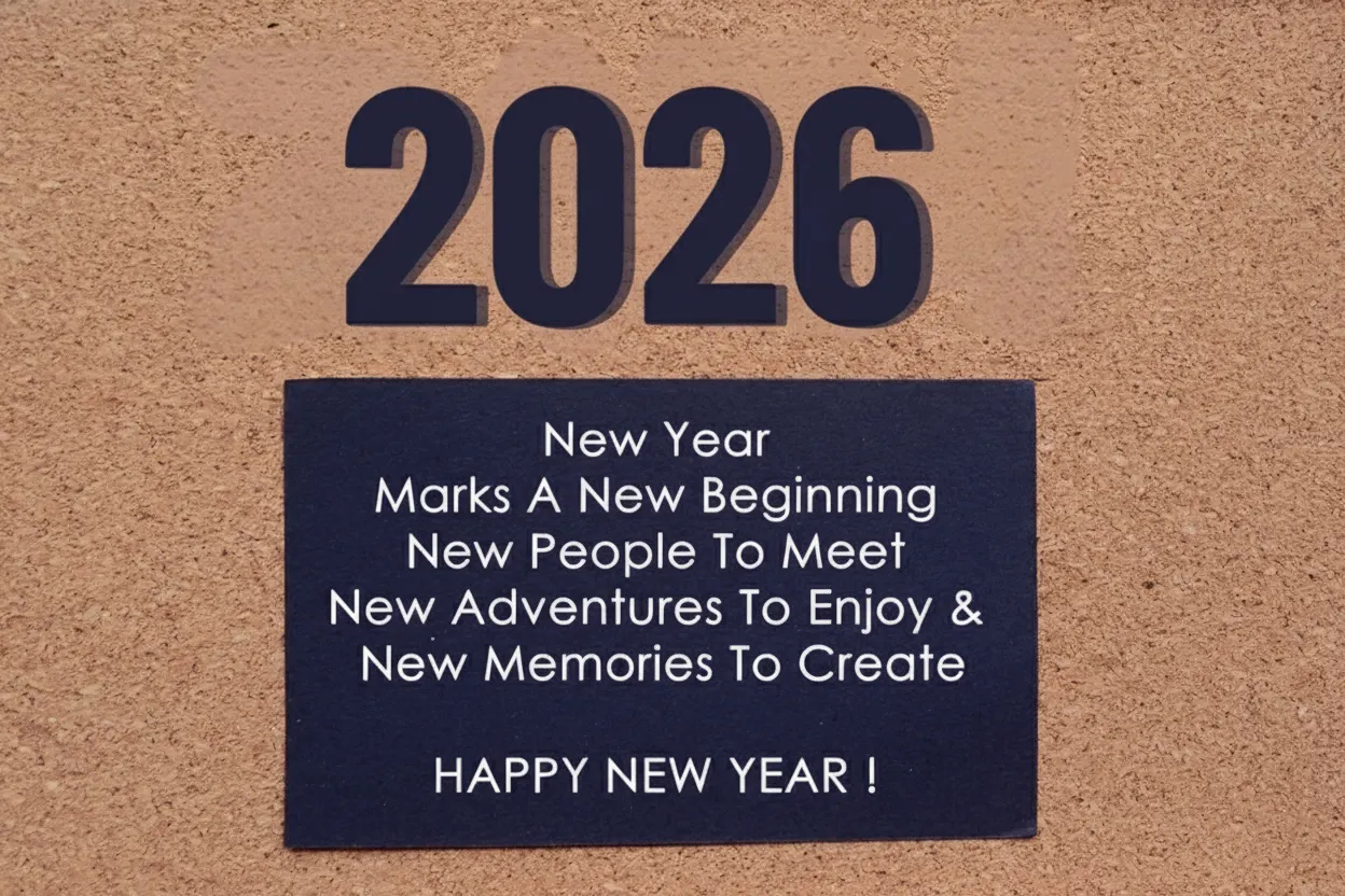 New Year Marks A New Beginning New People To Meet New Adventures To Enjoy New Memo ^ New year quote for 2026 on black notepad with wooden background New Year Marks A New Beginning New People To Meet New Adventures To Enjoy New Memo ^ New year quote for 2026 on black notepad with wooden background